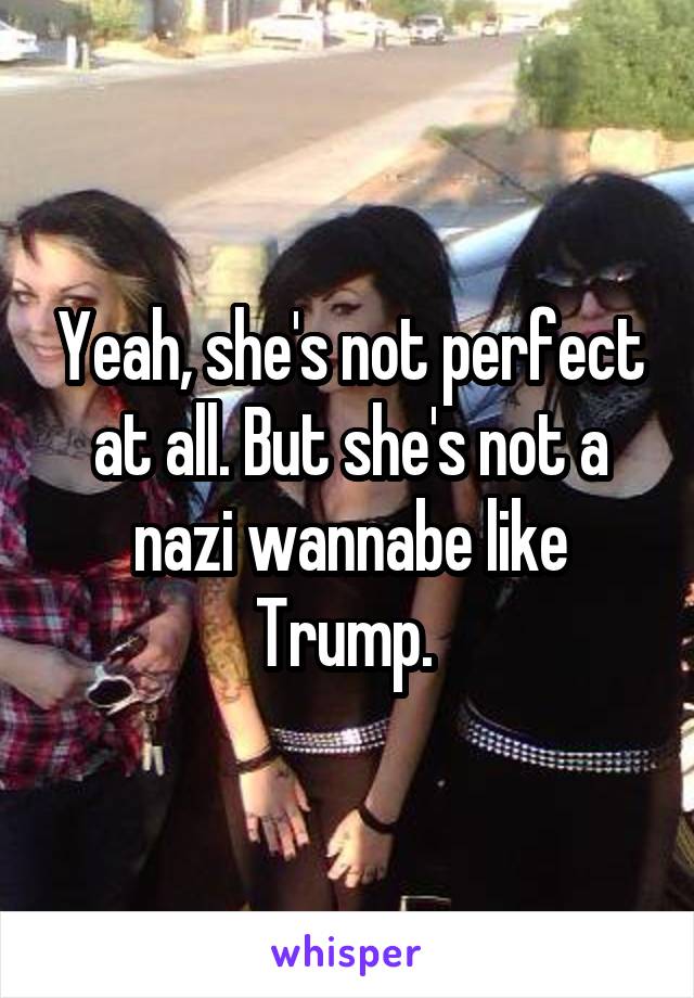 Yeah, she's not perfect at all. But she's not a nazi wannabe like Trump. 