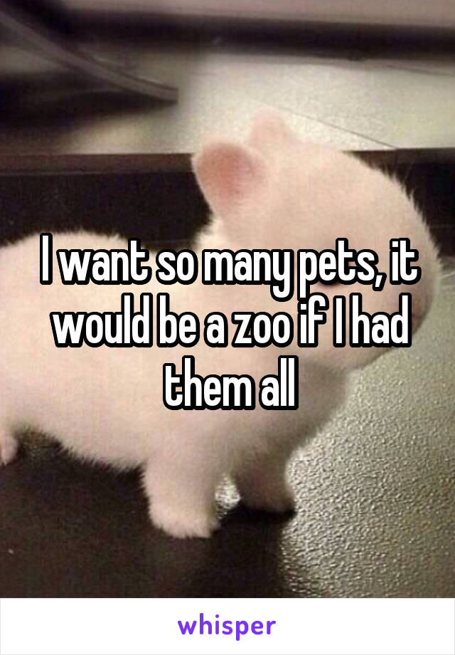 I want so many pets, it would be a zoo if I had them all