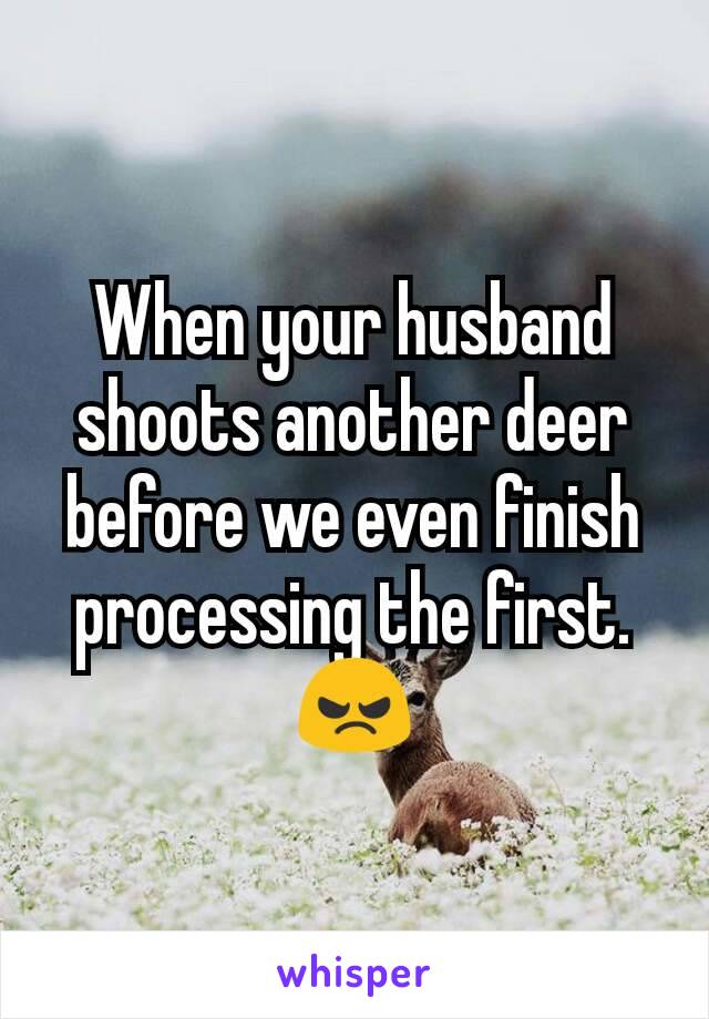 When your husband shoots another deer before we even finish processing the first. 😠