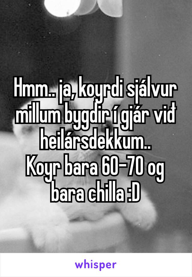 Hmm.. ja, koyrdi sjálvur millum bygdir í gjár viđ heilársdekkum..
Koyr bara 60-70 og bara chilla :D