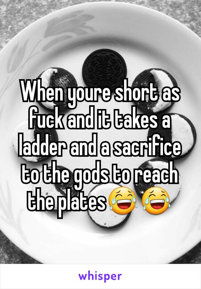 When youre short as fuck and it takes a ladder and a sacrifice to the gods to reach the plates😂😂