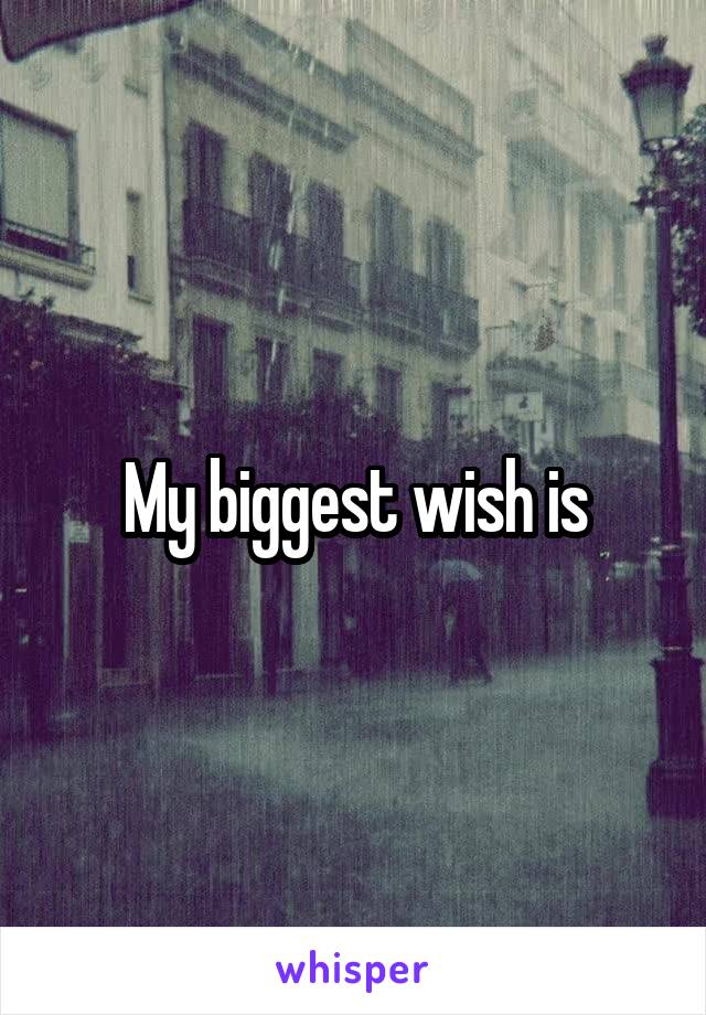 My biggest wish is