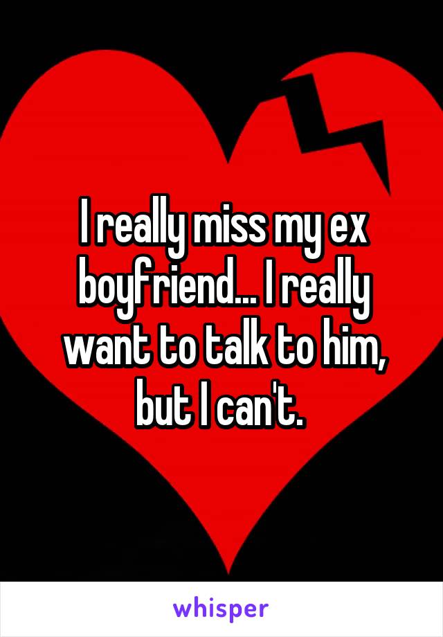 I really miss my ex boyfriend... I really want to talk to him, but I can't. 