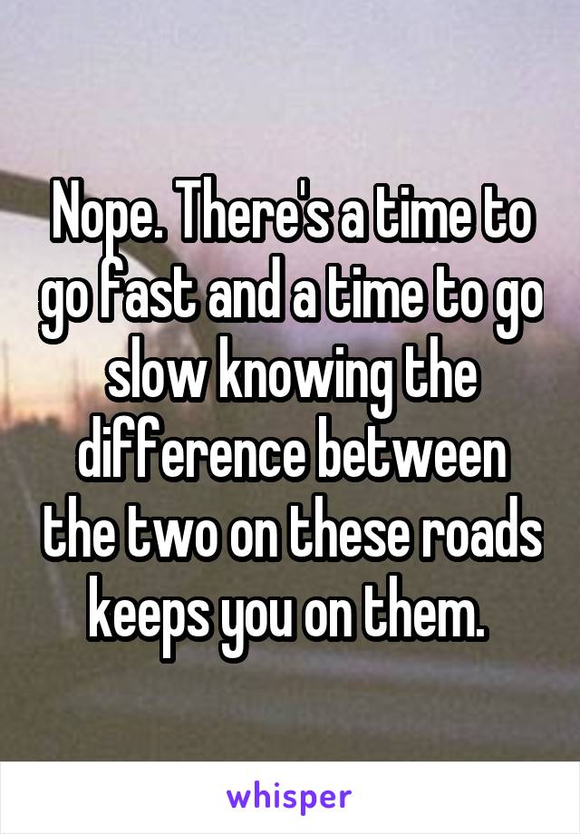 Nope. There's a time to go fast and a time to go slow knowing the difference between the two on these roads keeps you on them. 