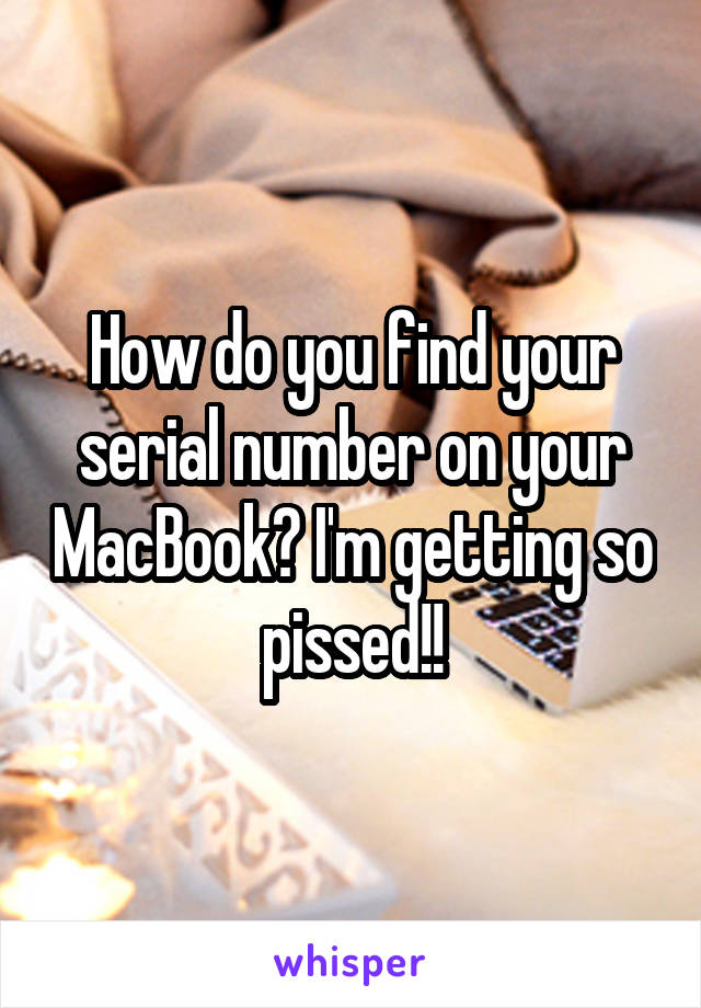 How do you find your serial number on your MacBook? I'm getting so pissed!!