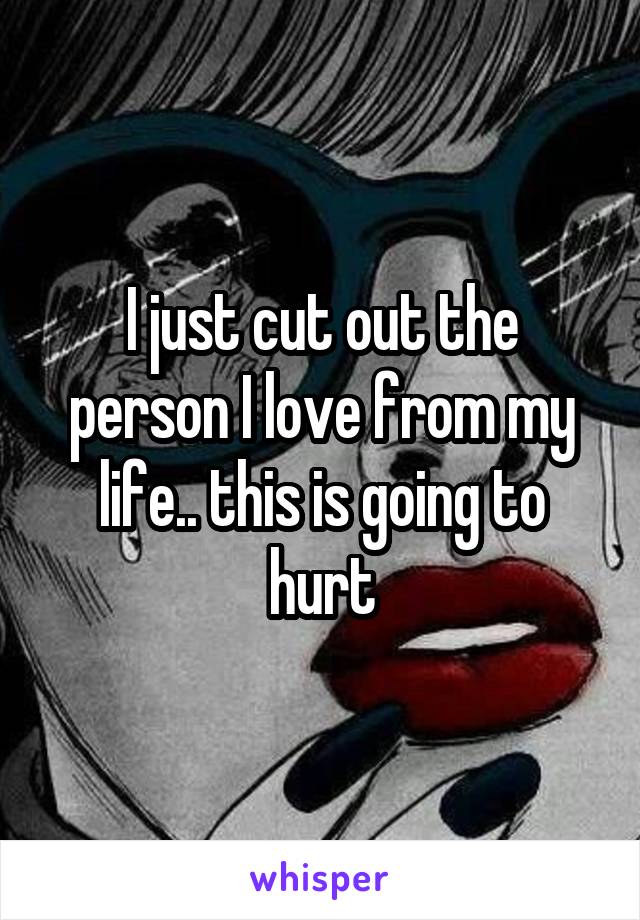 I just cut out the person I love from my life.. this is going to hurt