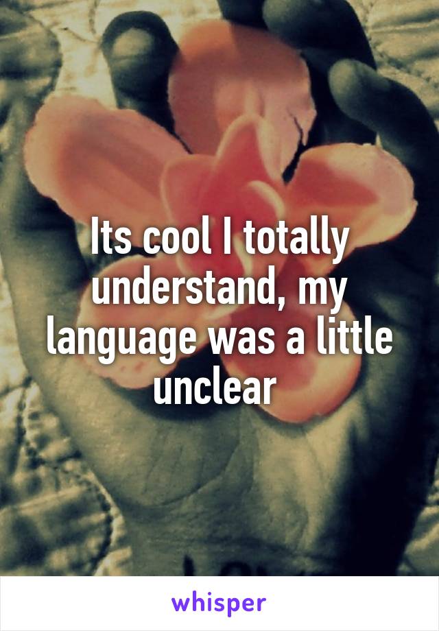 Its cool I totally understand, my language was a little unclear 