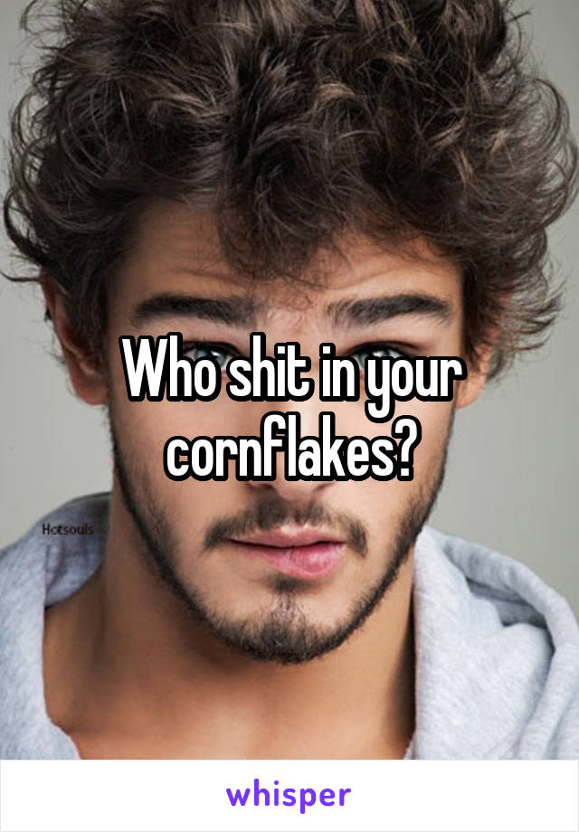 Who shit in your cornflakes?