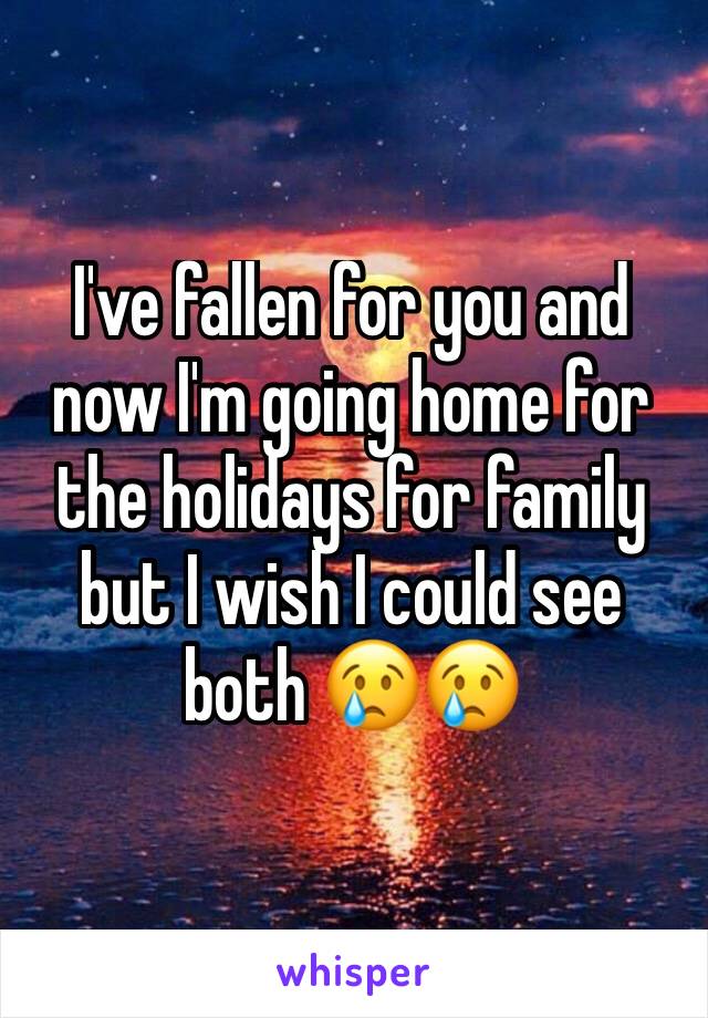 I've fallen for you and now I'm going home for the holidays for family but I wish I could see both 😢😢