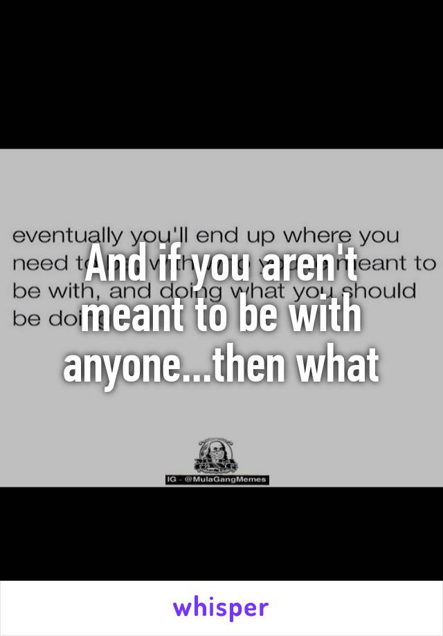 And if you aren't meant to be with anyone...then what