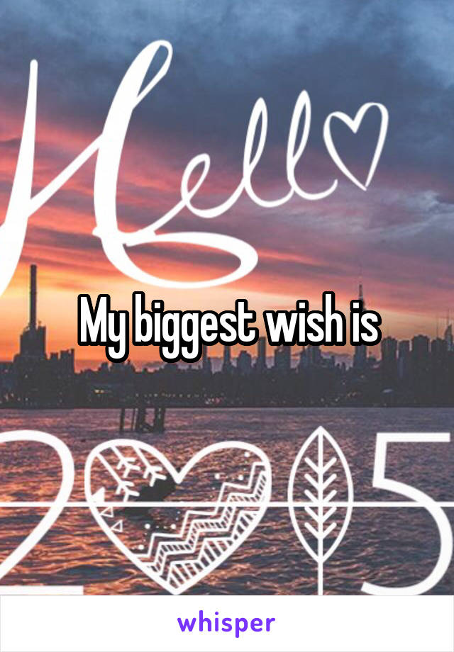 My biggest wish is