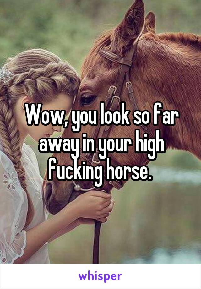 Wow, you look so far away in your high fucking horse. 