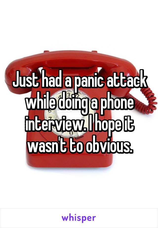 Just had a panic attack while doing a phone interview. I hope it wasn't to obvious.