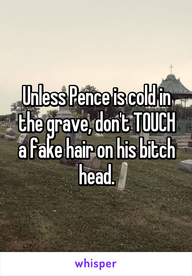 Unless Pence is cold in the grave, don't TOUCH a fake hair on his bitch head.