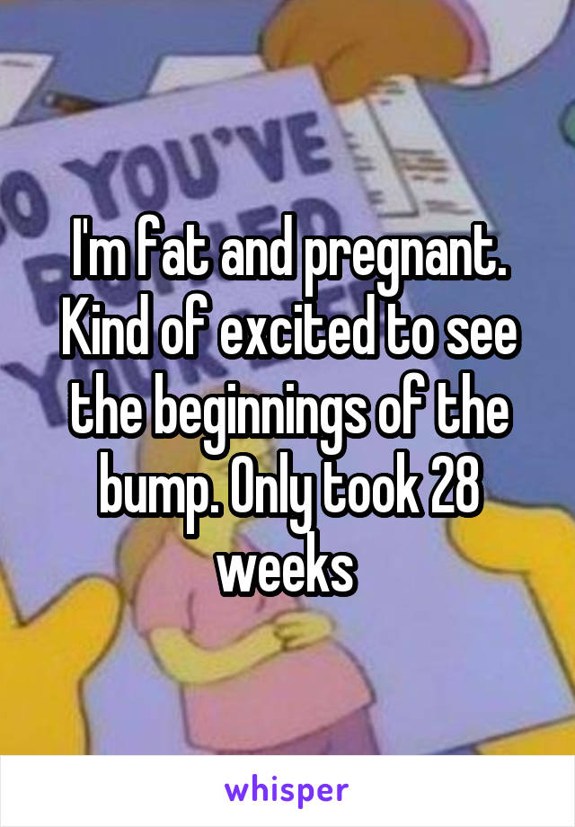 I'm fat and pregnant. Kind of excited to see the beginnings of the bump. Only took 28 weeks 