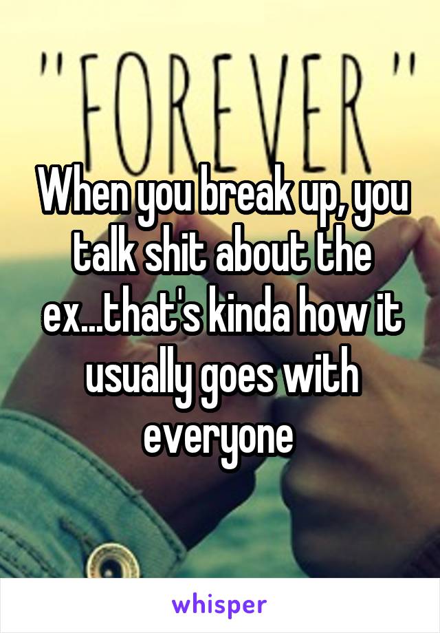 When you break up, you talk shit about the ex...that's kinda how it usually goes with everyone 