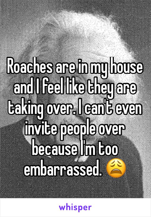 Roaches are in my house and I feel like they are taking over. I can't even invite people over because I'm too embarrassed. 😩