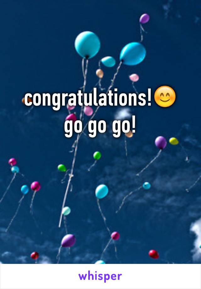 congratulations!😊
go go go!