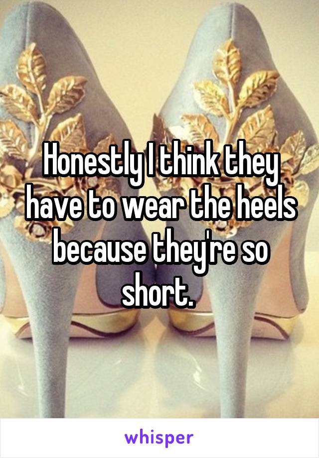 Honestly I think they have to wear the heels because they're so short. 
