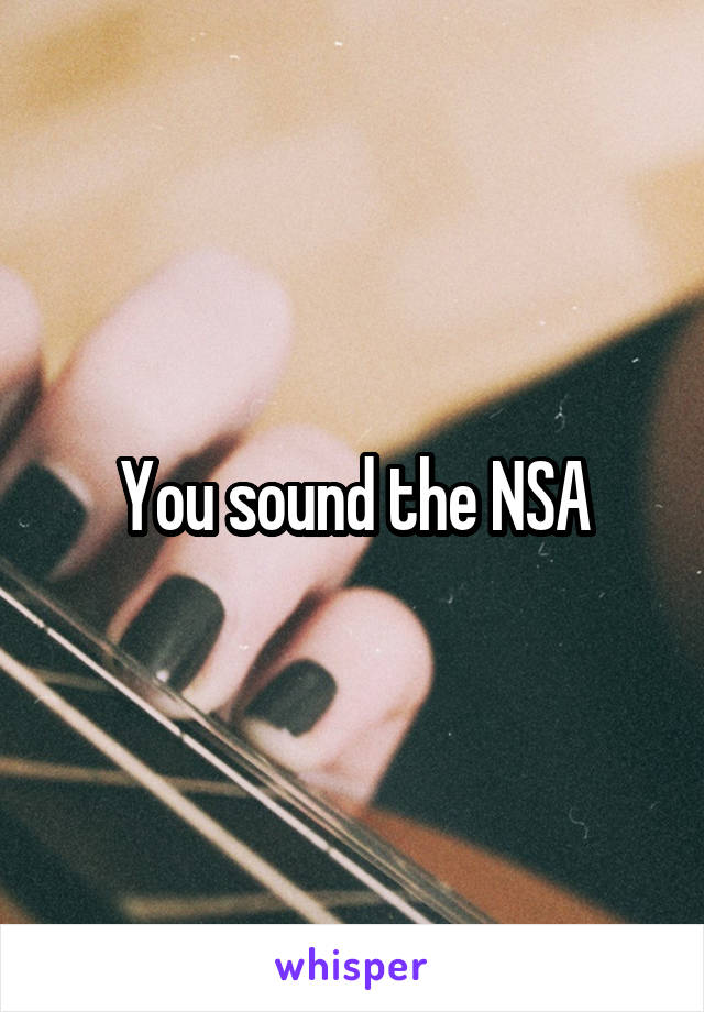 You sound the NSA