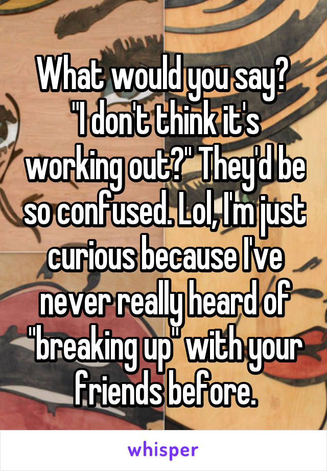 What would you say? 
"I don't think it's working out?" They'd be so confused. Lol, I'm just curious because I've never really heard of "breaking up" with your friends before.