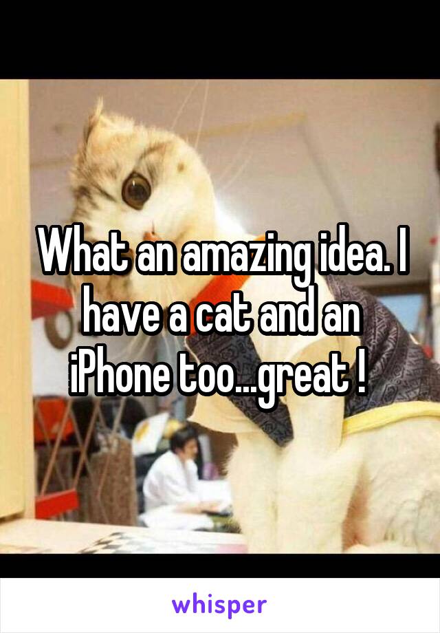 What an amazing idea. I have a cat and an iPhone too...great ! 