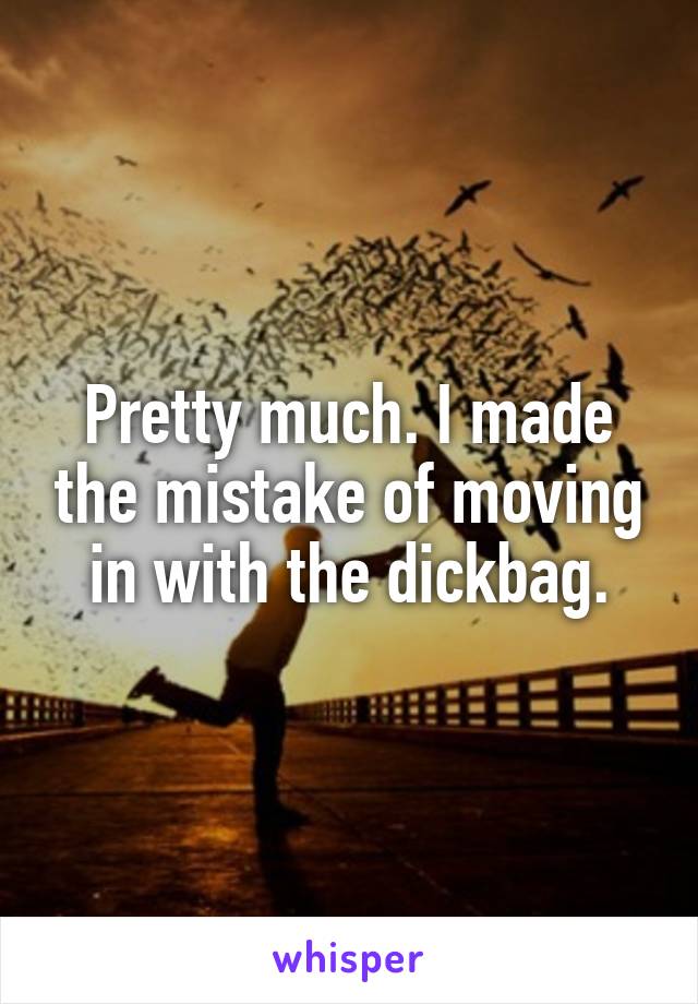 Pretty much. I made the mistake of moving in with the dickbag.