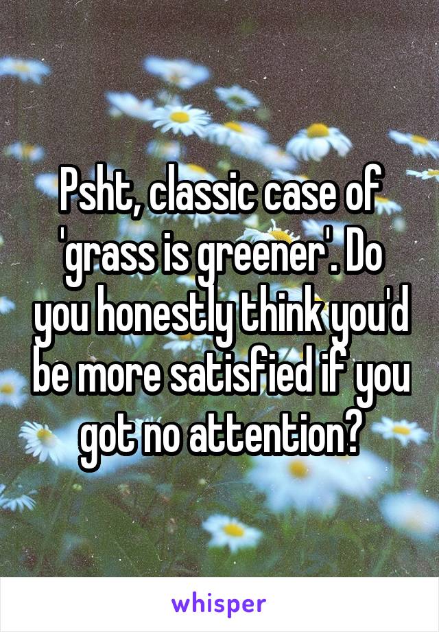 Psht, classic case of 'grass is greener'. Do you honestly think you'd be more satisfied if you got no attention?