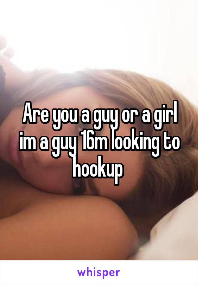 Are you a guy or a girl im a guy 16m looking to hookup 