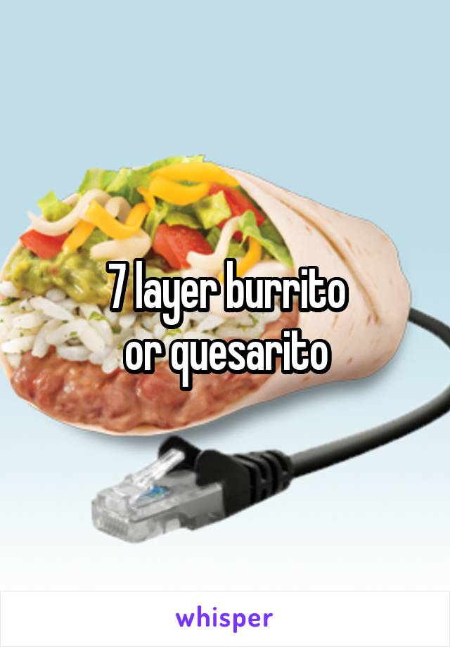 7 layer burrito
or quesarito