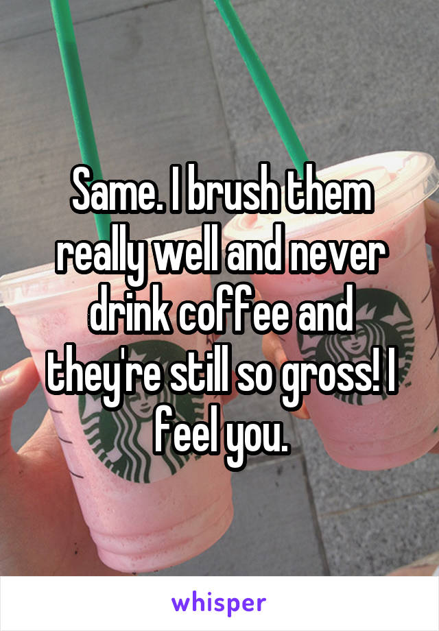 Same. I brush them really well and never drink coffee and they're still so gross! I feel you.