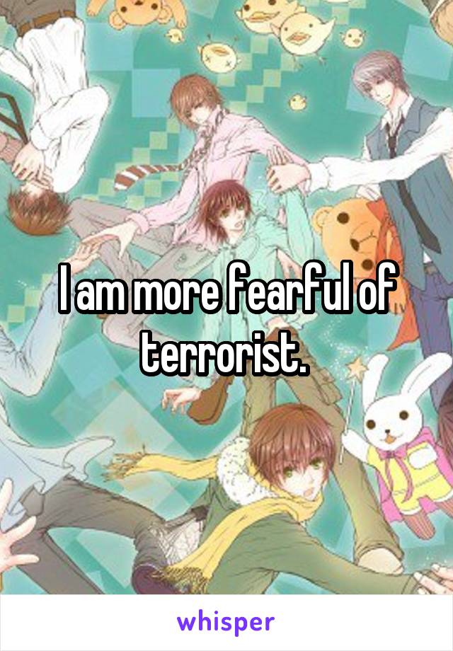 I am more fearful of terrorist. 