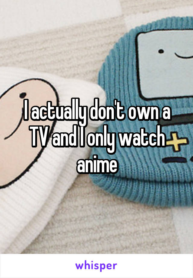 I actually don't own a TV and I only watch anime