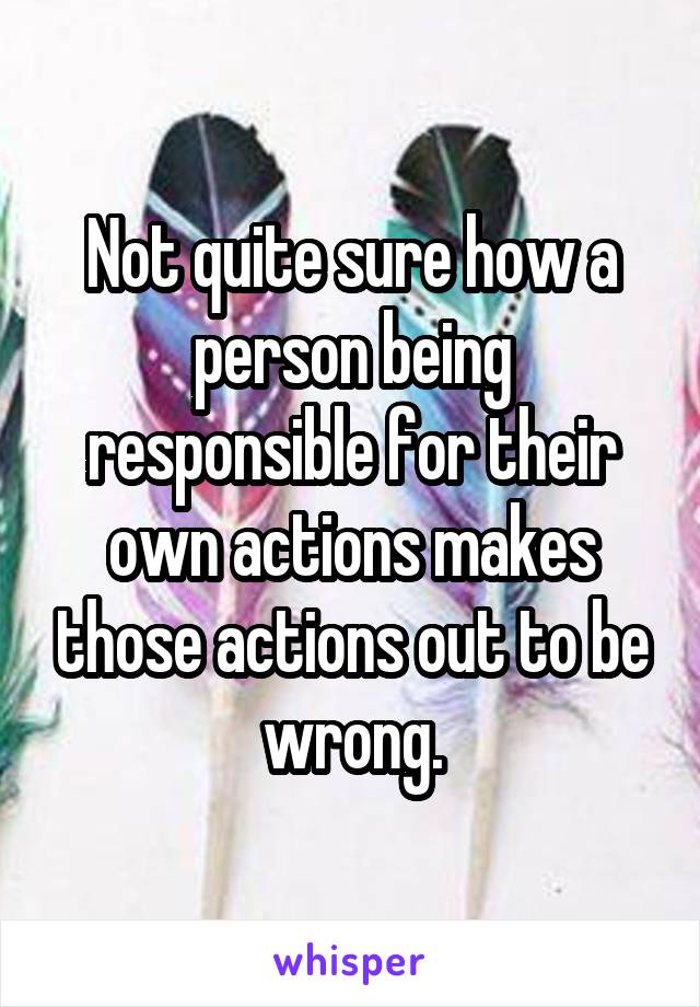 Not quite sure how a person being responsible for their own actions makes those actions out to be wrong.