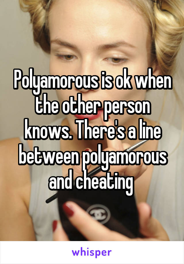 Polyamorous is ok when the other person knows. There's a line between polyamorous and cheating 