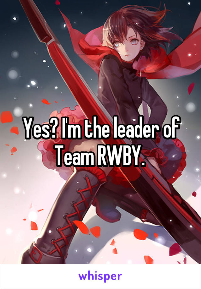 Yes? I'm the leader of Team RWBY. 