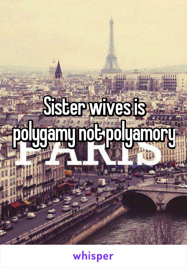 Sister wives is polygamy not polyamory 