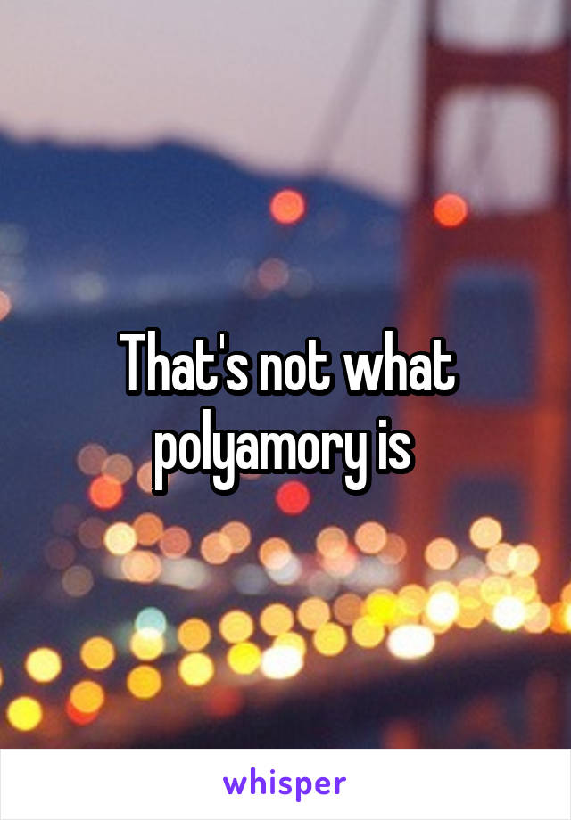 That's not what polyamory is 