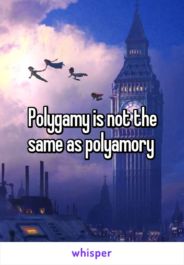 Polygamy is not the same as polyamory 