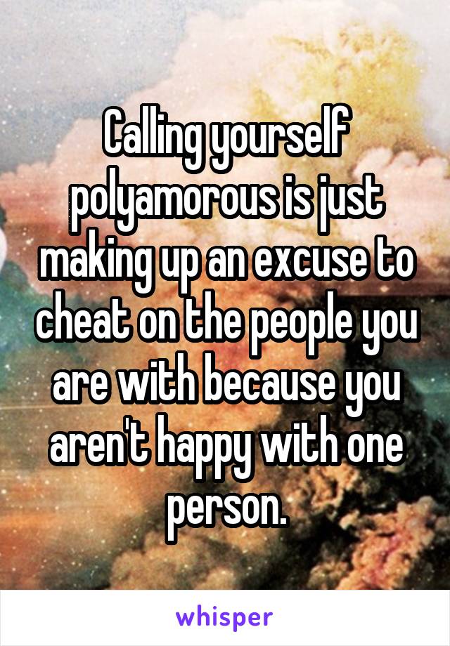 Calling yourself polyamorous is just making up an excuse to cheat on the people you are with because you aren't happy with one person.