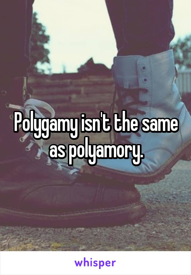 Polygamy isn't the same as polyamory.