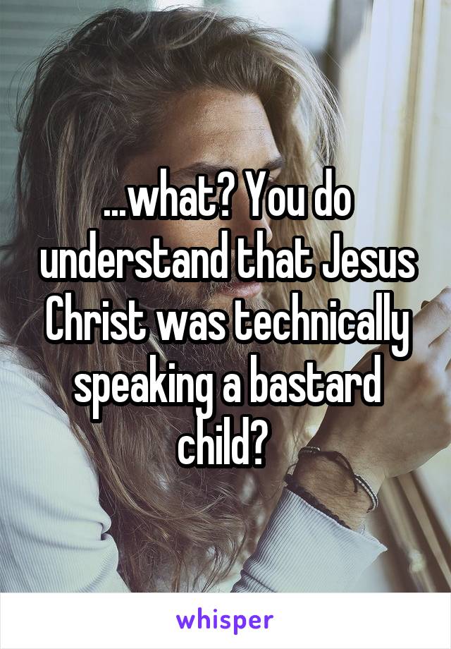 ...what? You do understand that Jesus Christ was technically speaking a bastard child? 