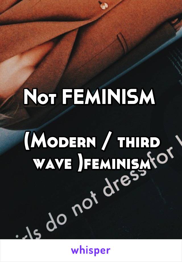 Not FEMINISM 

(Modern / third wave )feminism