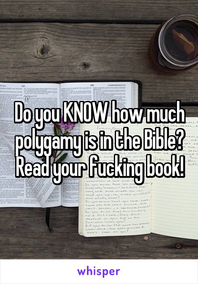 Do you KNOW how much polygamy is in the Bible? Read your fucking book!