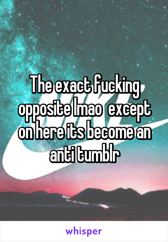 The exact fucking opposite lmao  except on here its become an anti tumblr