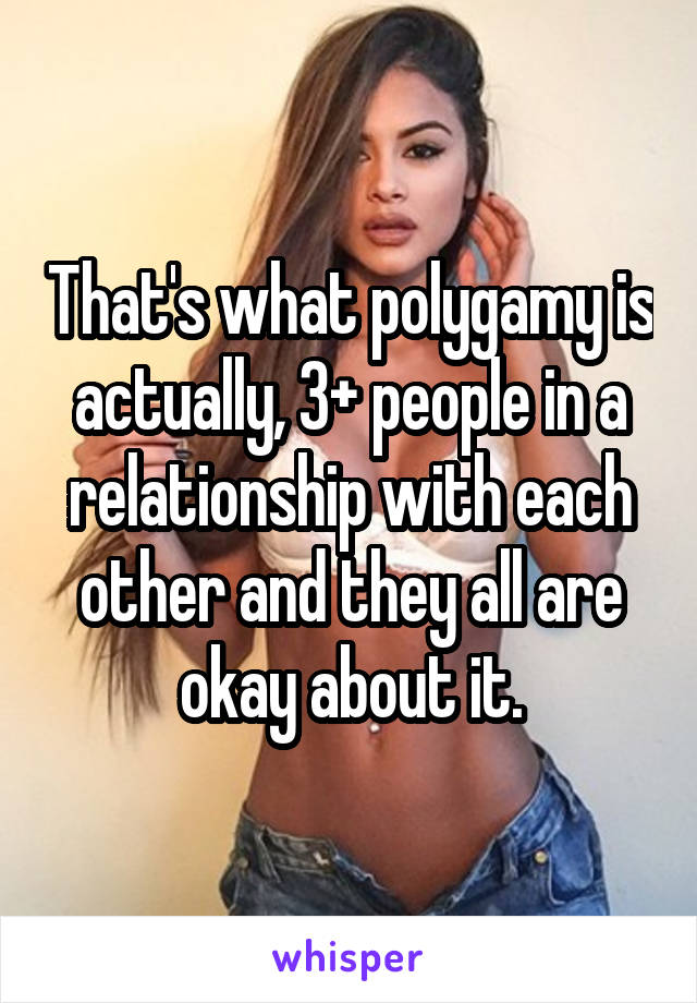 That's what polygamy is actually, 3+ people in a relationship with each other and they all are okay about it.