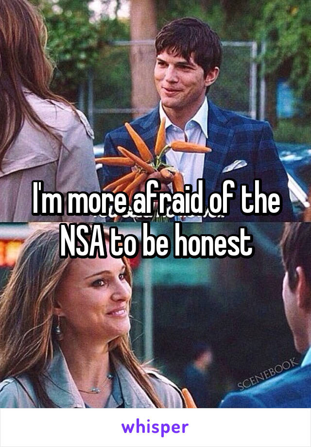 I'm more afraid of the NSA to be honest