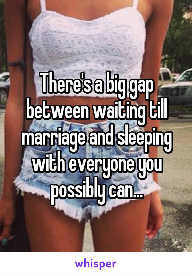 There's a big gap between waiting till marriage and sleeping with everyone you possibly can...