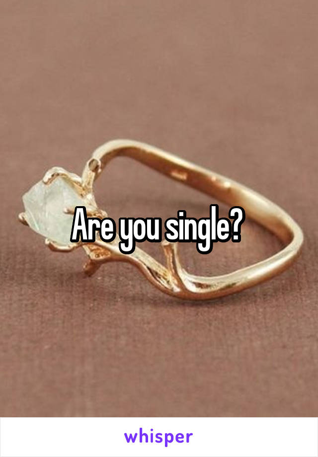 Are you single? 