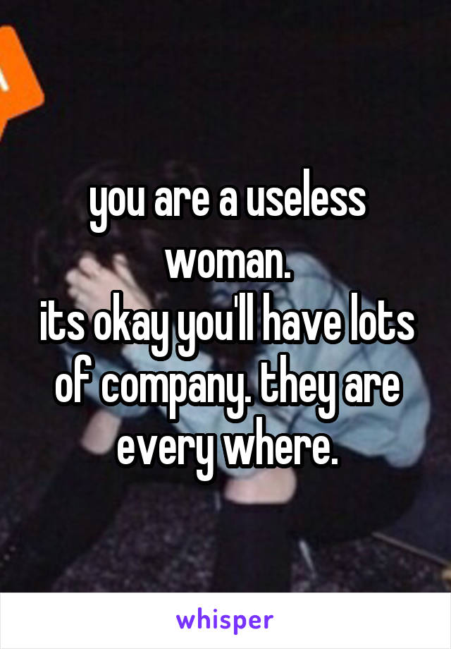 you are a useless woman.
its okay you'll have lots of company. they are every where.
